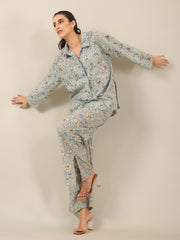 Blue Floral LOOSE FIT Palazzo Loungewear Set