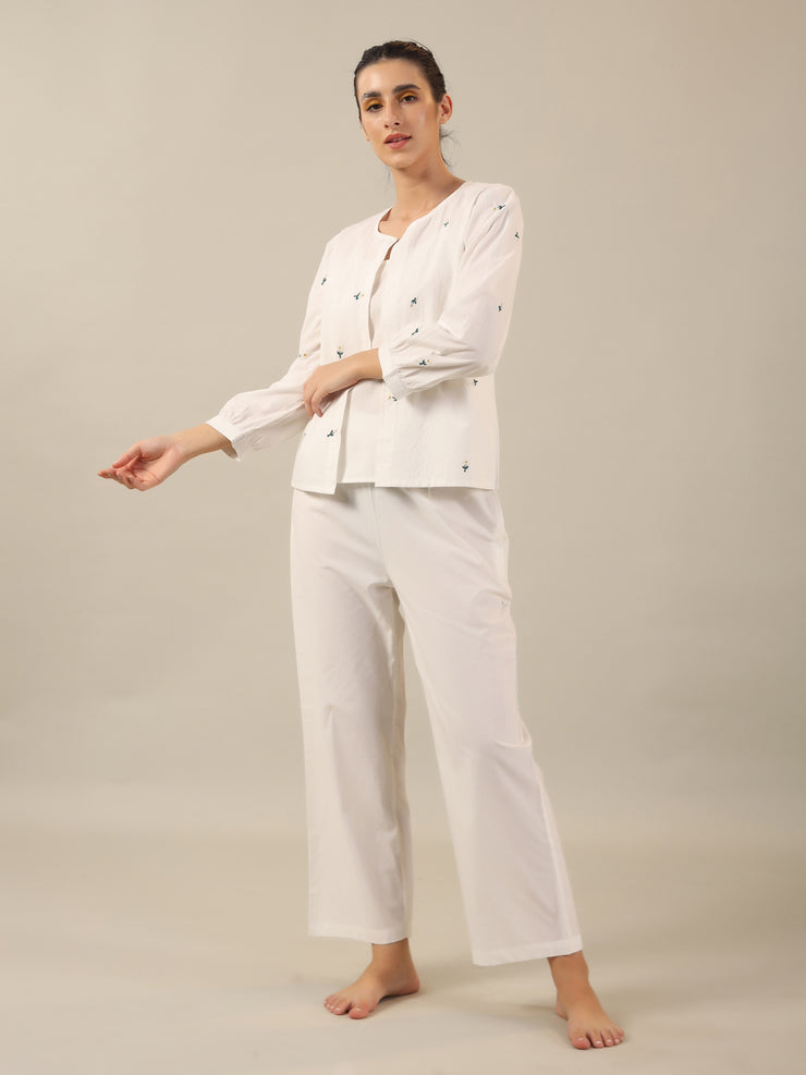 WHITE DAISY Cotton Night SUIT