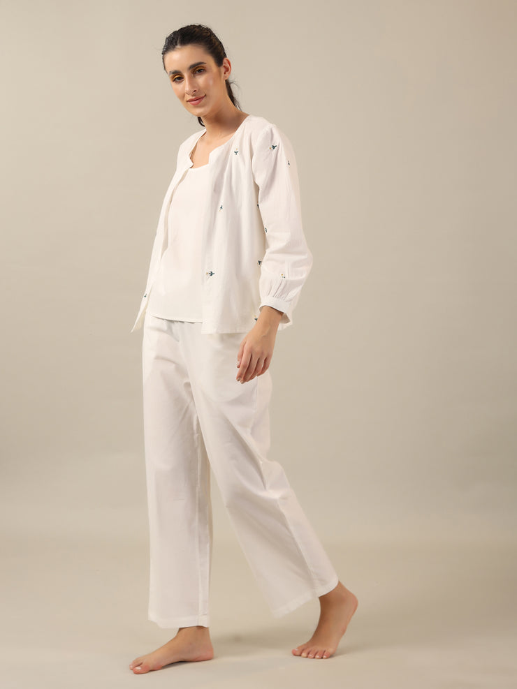 WHITE DAISY Cotton Night SUIT