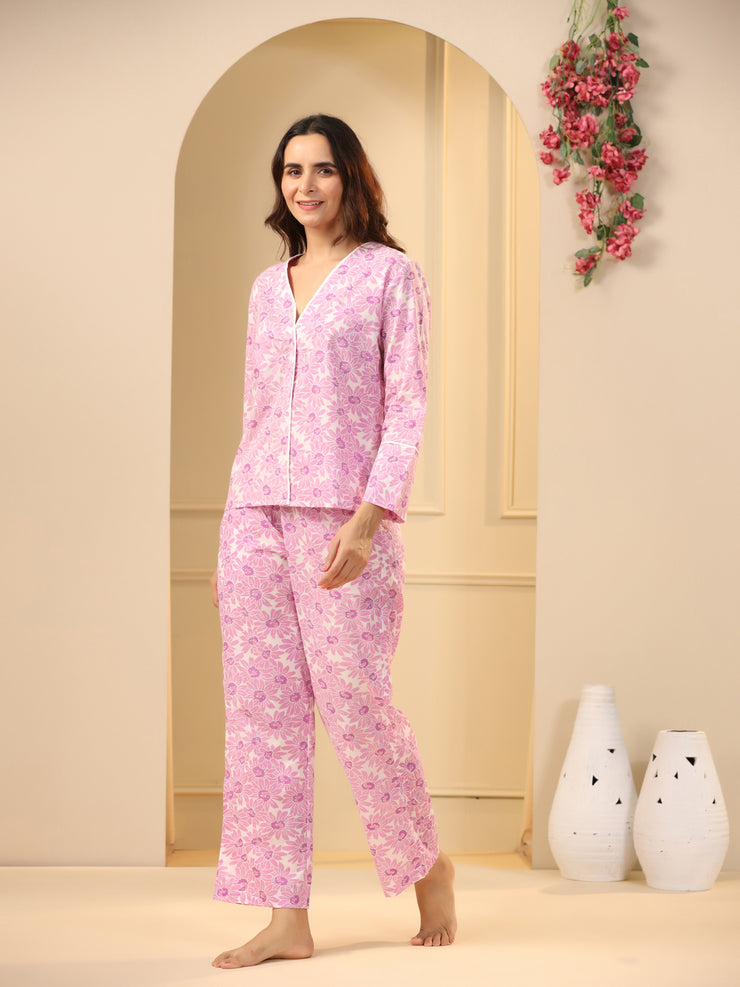 Pink cotton Night Suit Set