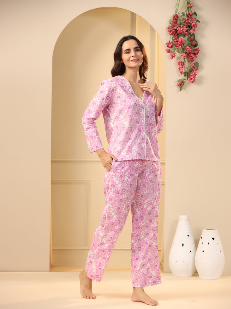 Pink cotton Night Suit Set