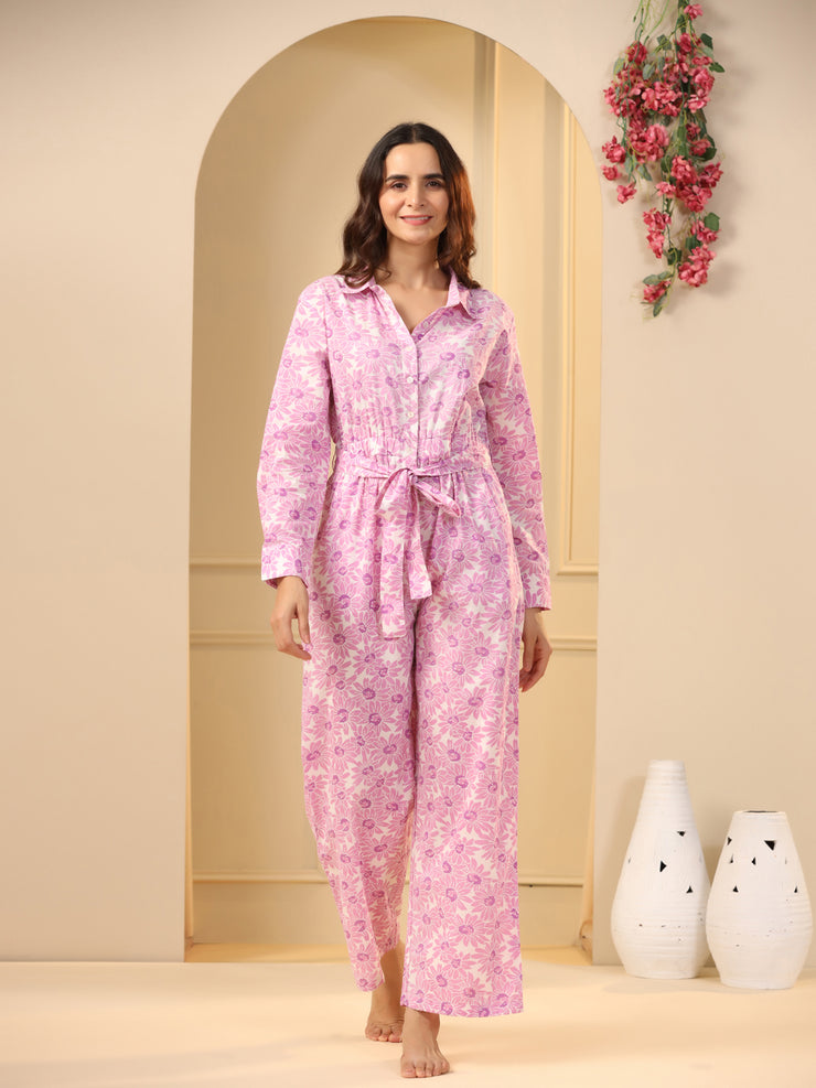 Pink floral  Pure Cotton Jumpsuit