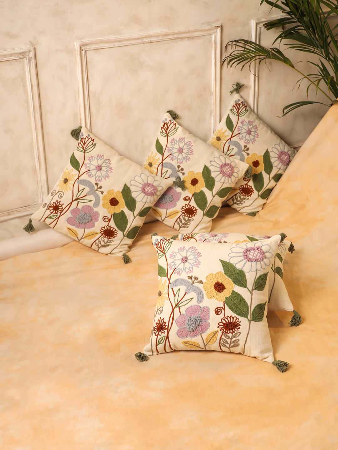 Cotton Multi Colour Floral Cushion Covers