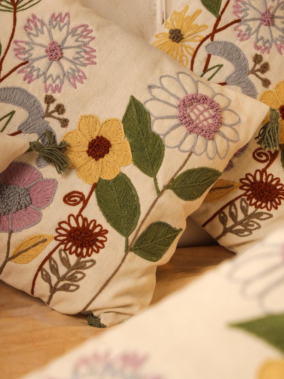 Cotton Multi Colour Floral Cushion Covers
