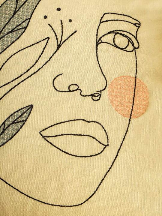 Minimalist Face Floral Cushion Cover