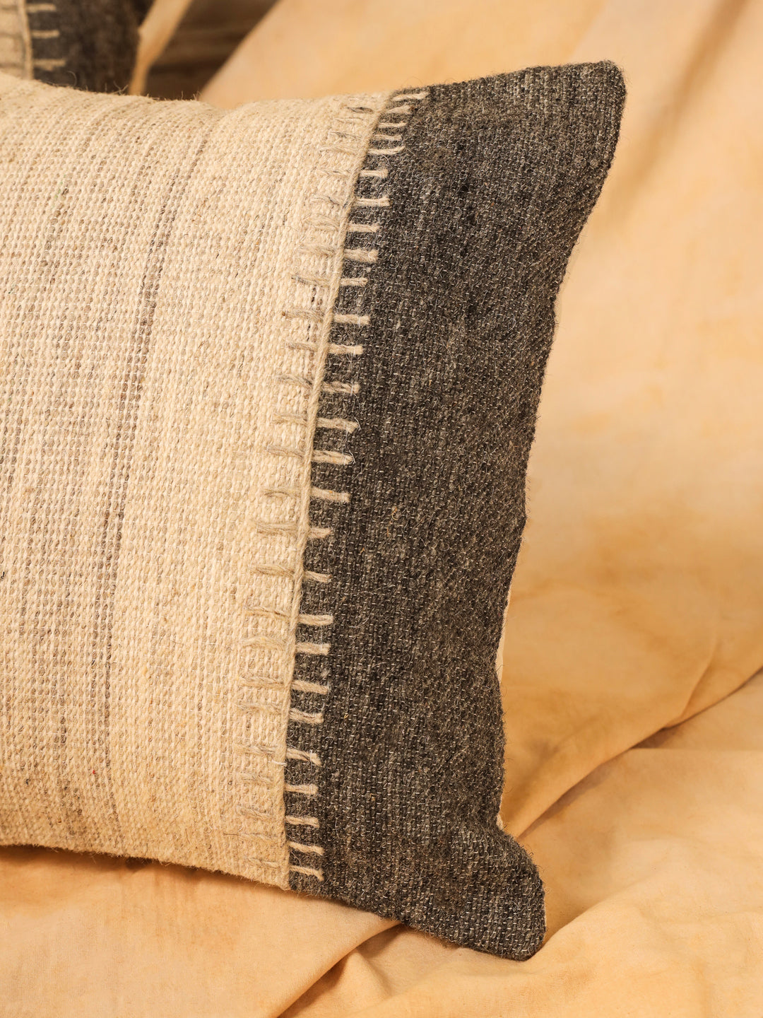 Jute Cotton Off White Colour Self Design Cushion Covers