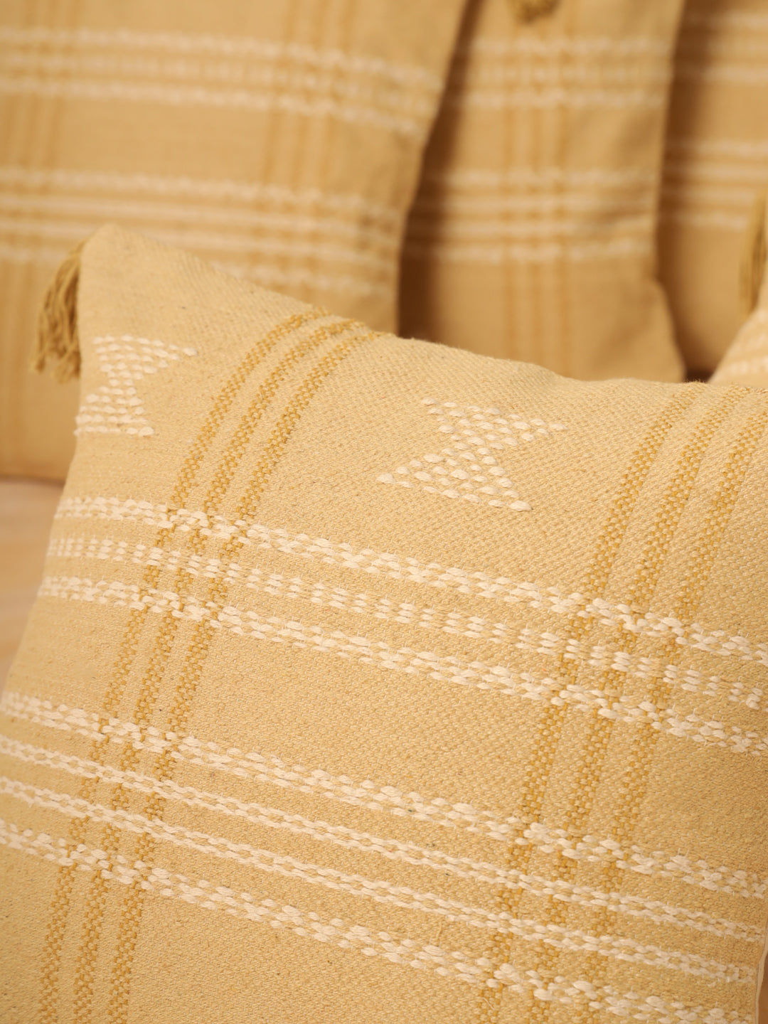 Cotton Yellow Colour Embroidered Cushion Covers