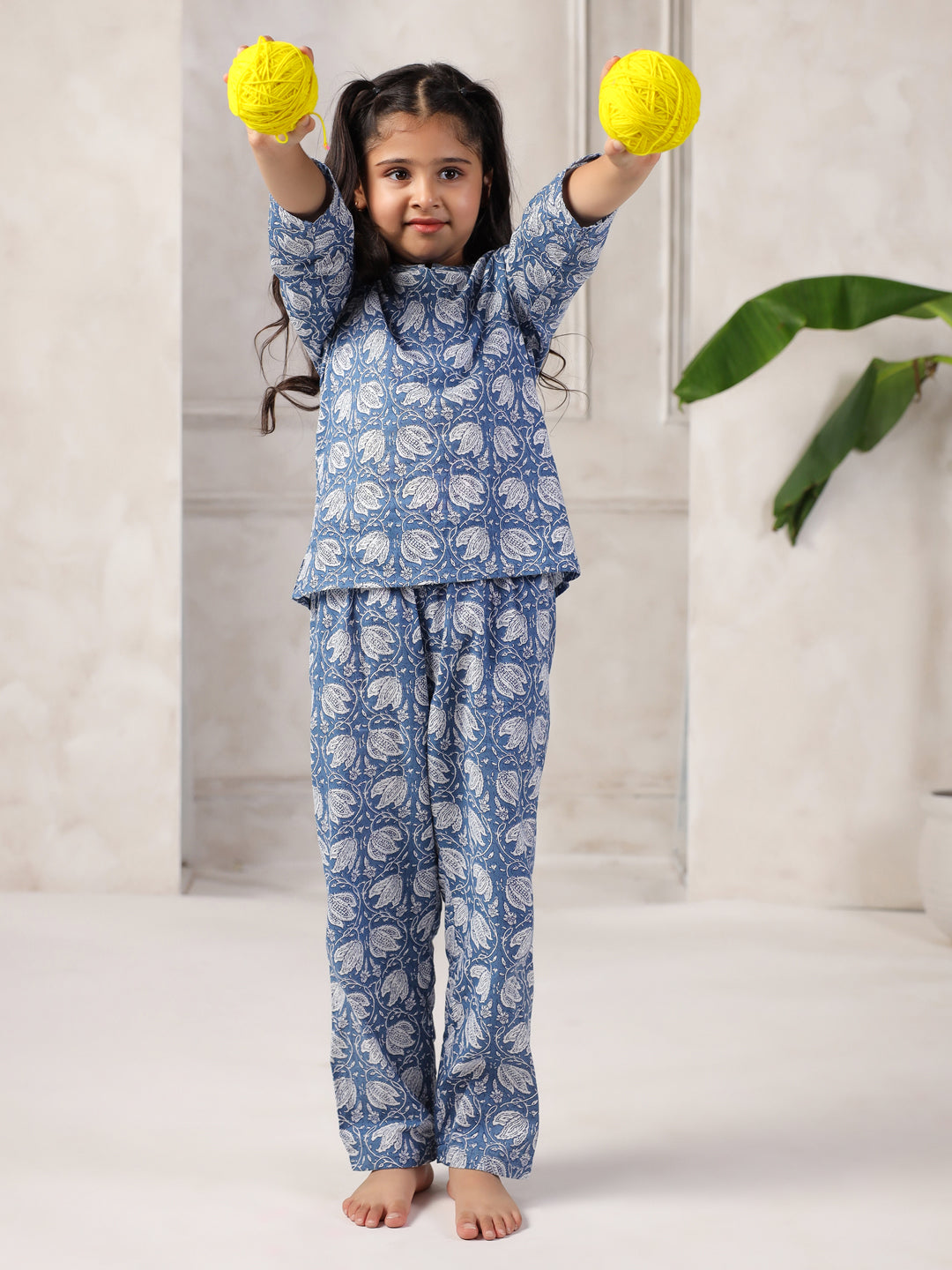 Floral Printed Night Suit Set for Kids - SanskrutiHomes 