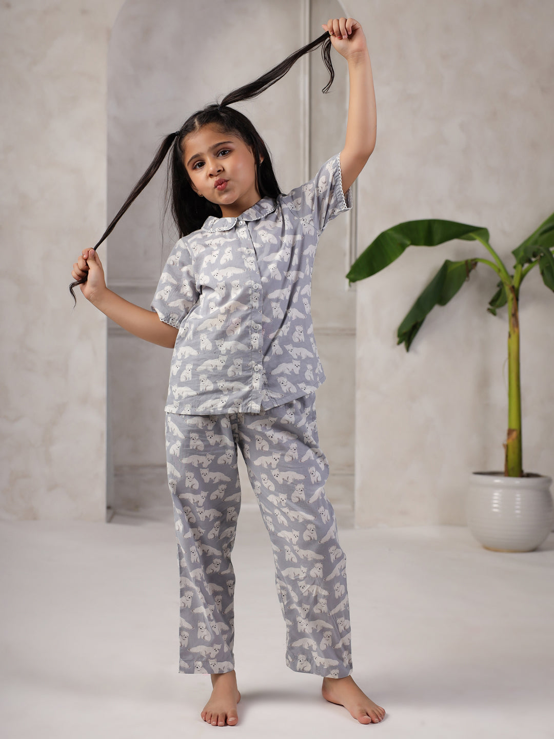 Pure Cotton Printed Night Suit Set for Kids - SanskrutiHomes 