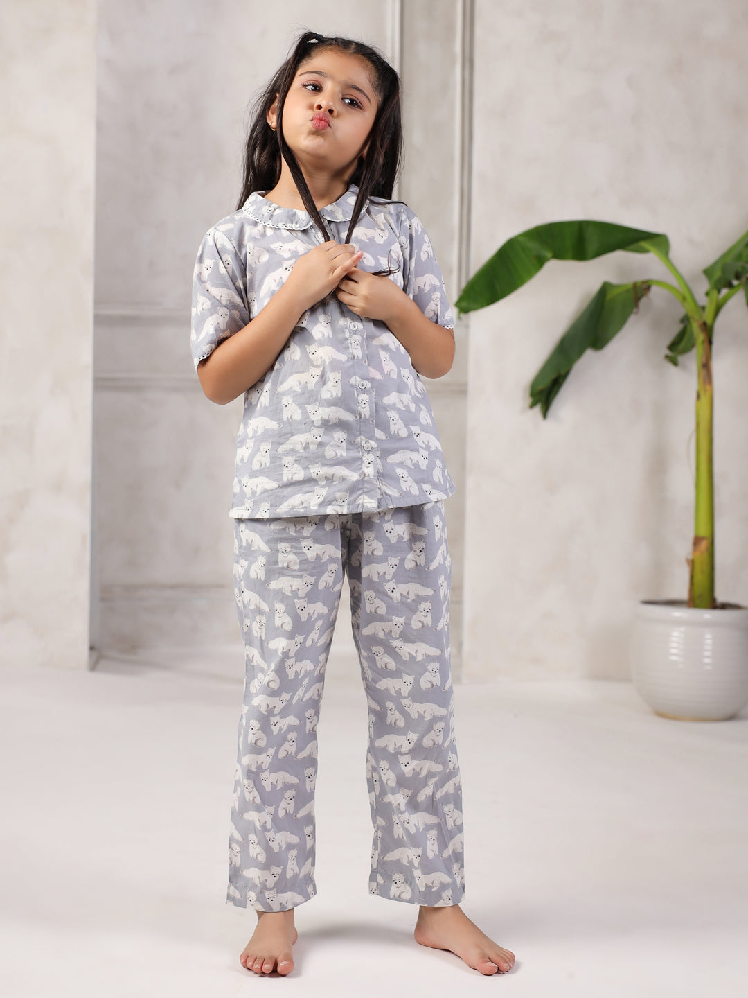Pure Cotton Printed Night Suit Set for Kids - SanskrutiHomes 