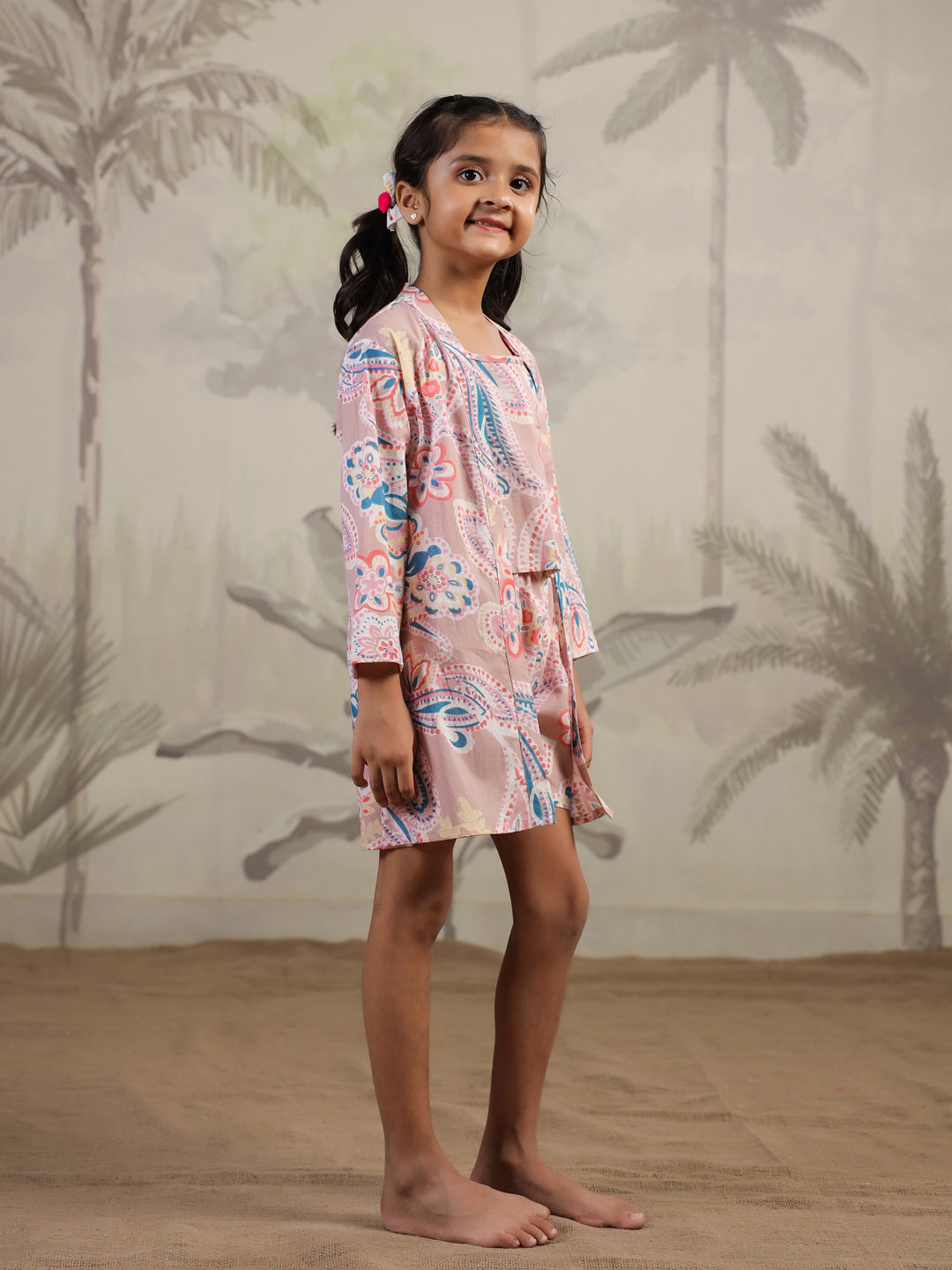 Set of 3 Floral Cotton Night Suit for Kids