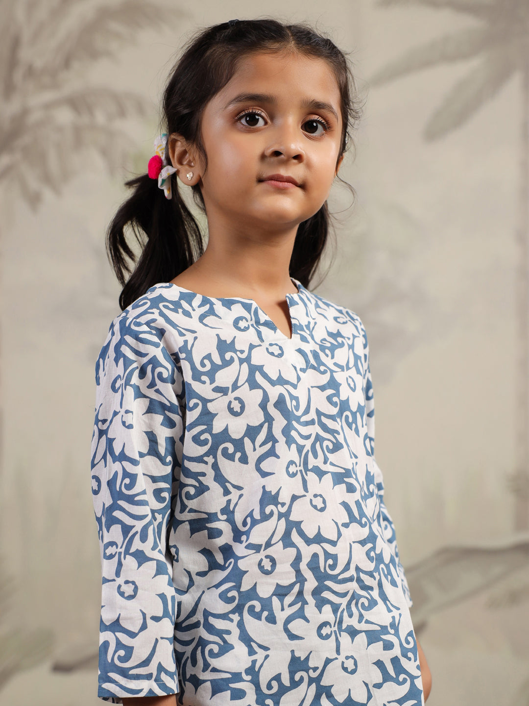 Blue Flower Printed Night Suit for Kids