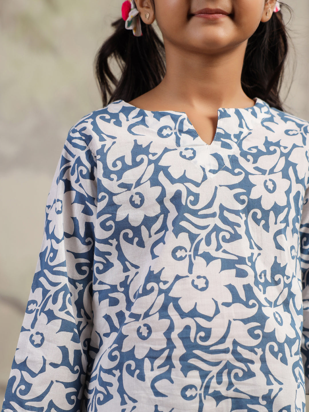 Blue Flower Printed Night Suit for Kids