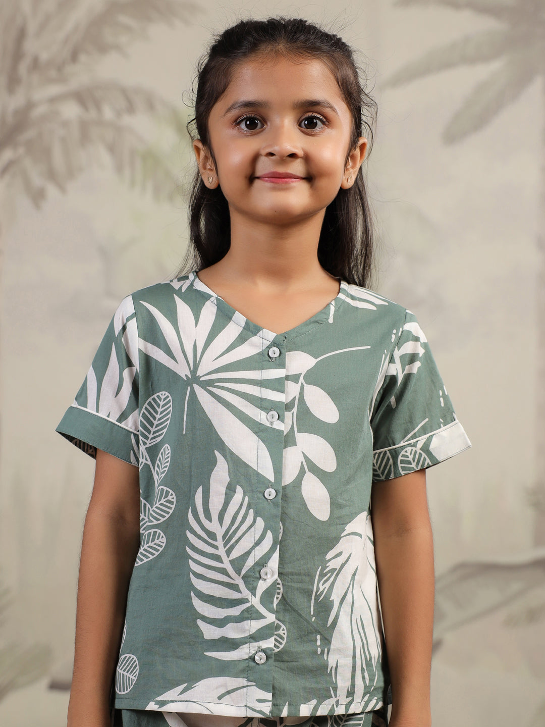 Cotton Printed V-Neck Night Suit for Kids - SanskrutiHomes 