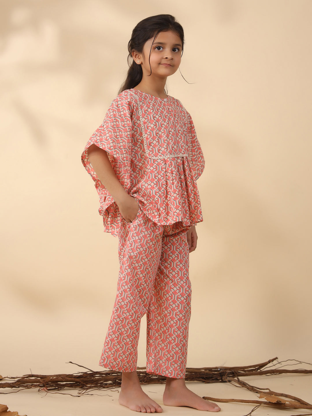 Kids Pure Cotton Rust Colour Printed Night suits - SanskrutiHomes 