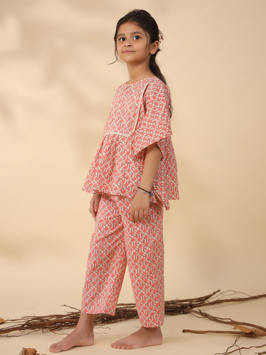 Kids Pure Cotton Rust Colour Printed Night suits - SanskrutiHomes 