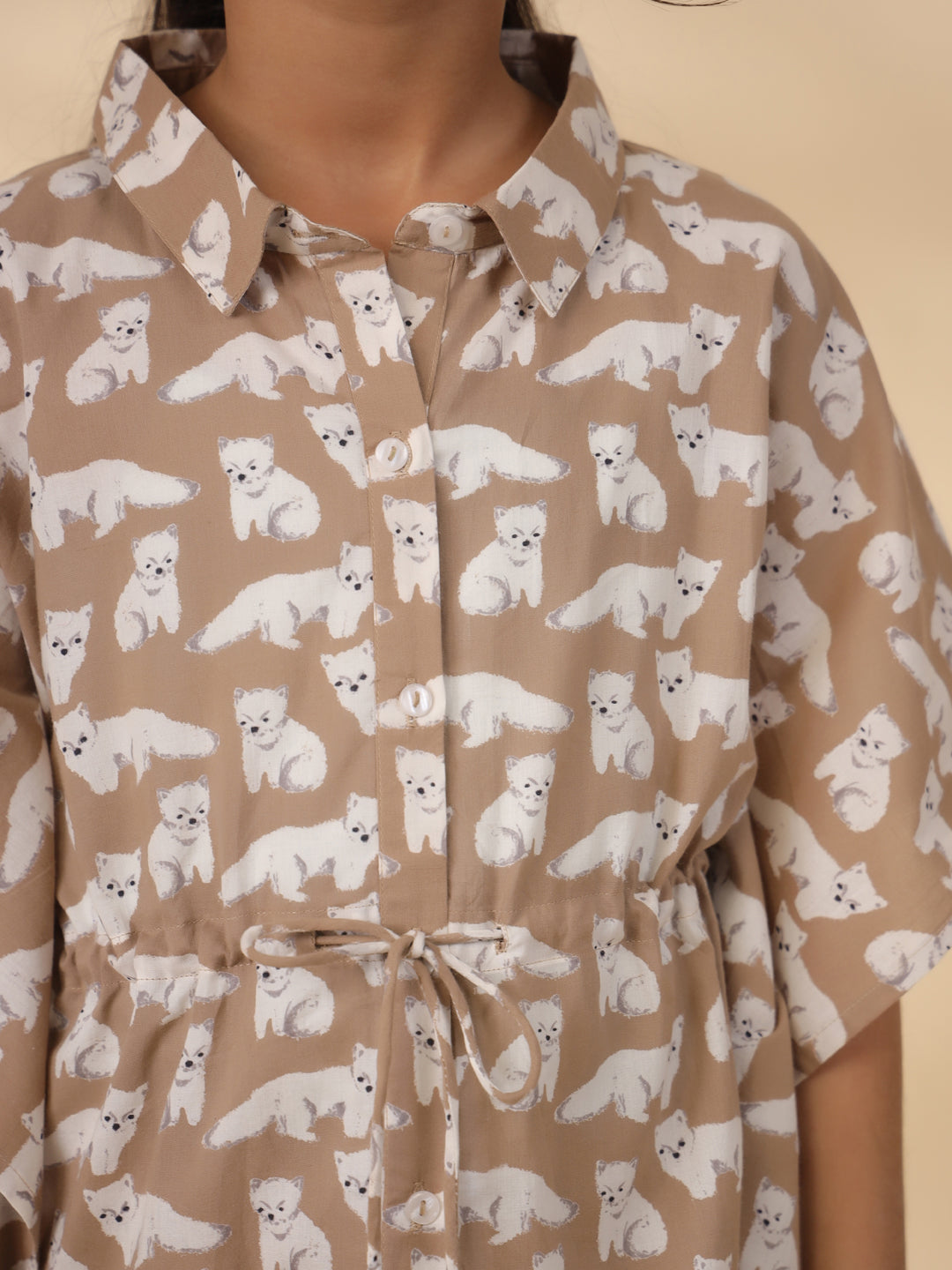 Kids Pure Cotton Brown Colour Printed Night suits - SanskrutiHomes 