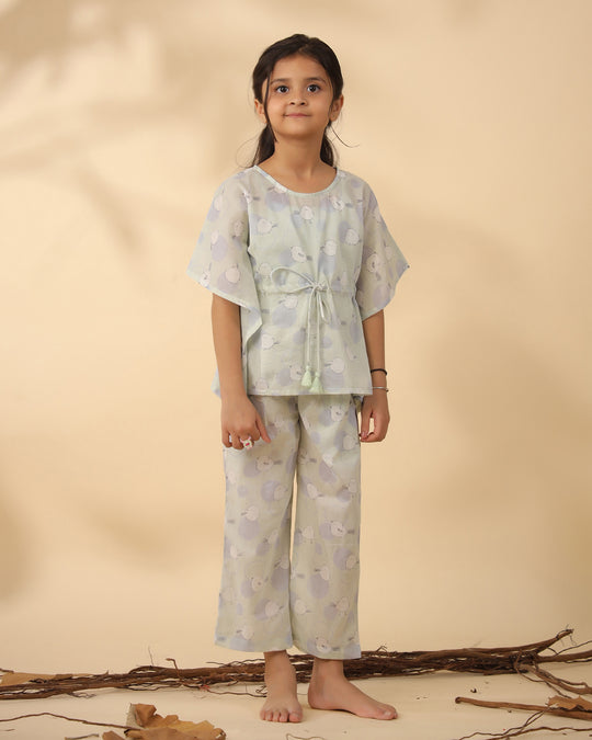 Printed Cotton Kaftan Night suit for Kids