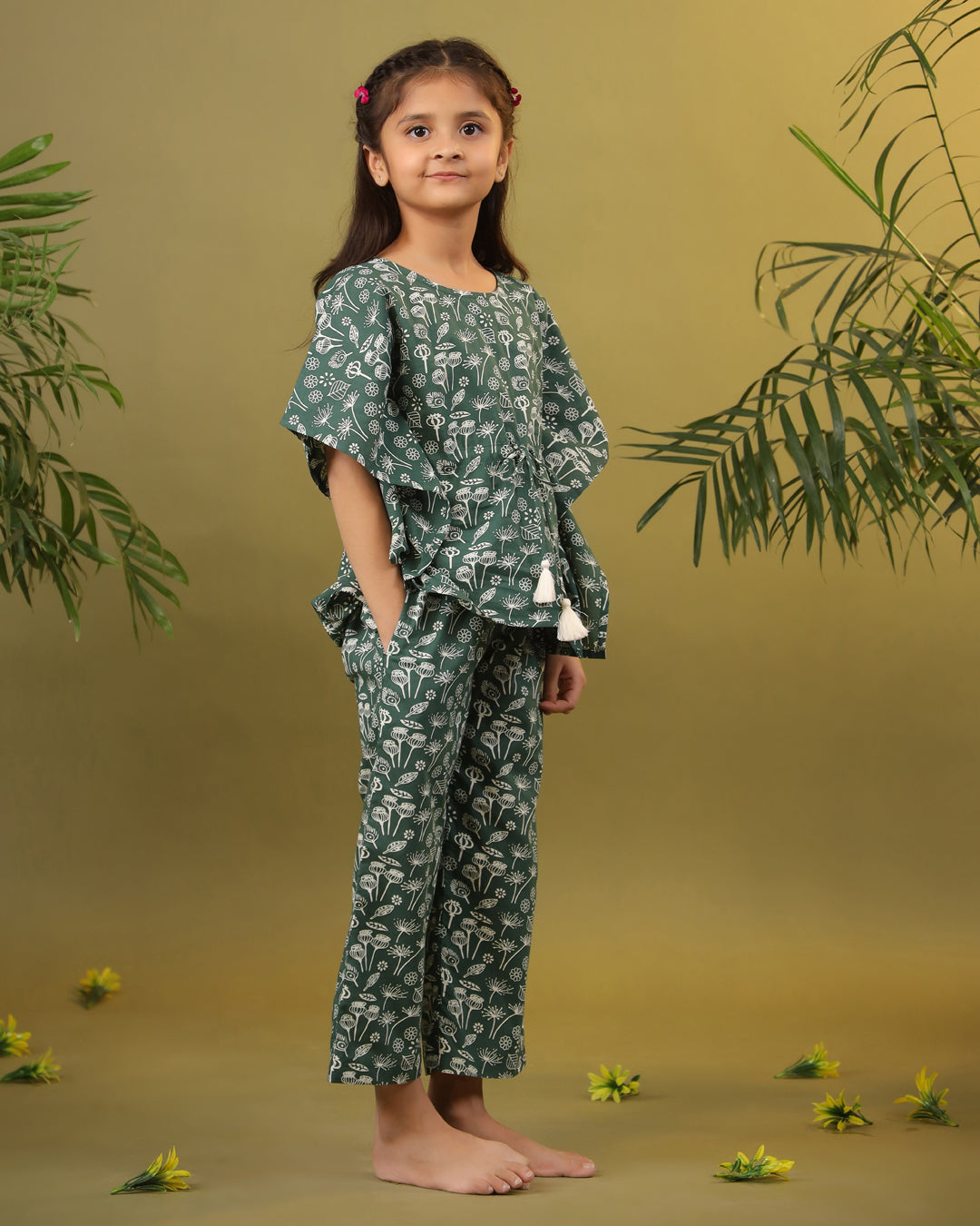 Kids Pure Cotton Green Colour Printed Night suits