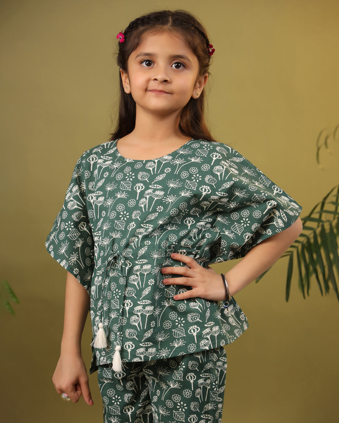 Kids Pure Cotton Green Colour Printed Night suits