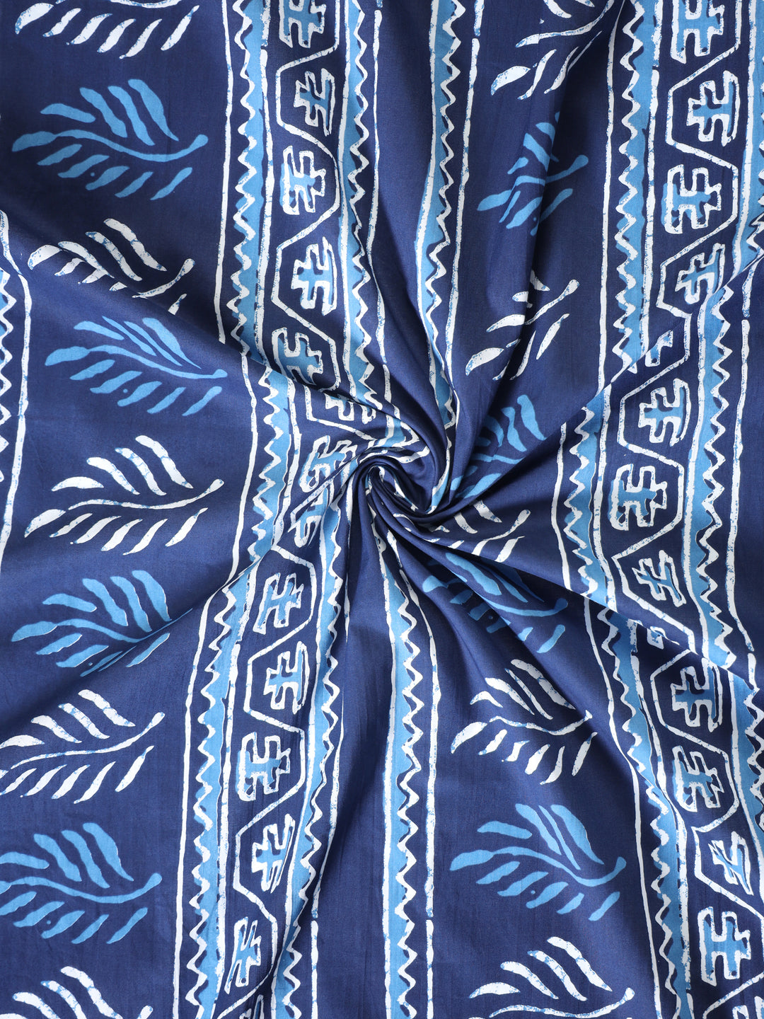 Pure cotton Indigo  Leaf  screen print fabric
