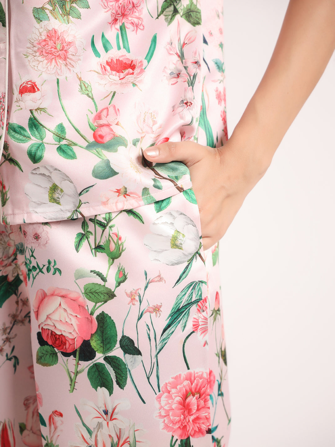Floral satin night suit