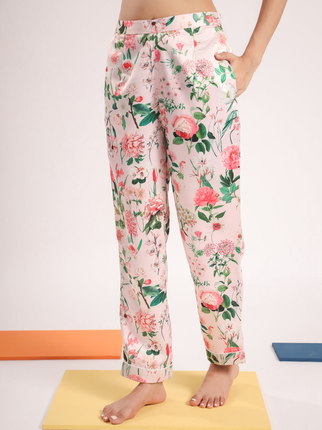 Floral satin night suit