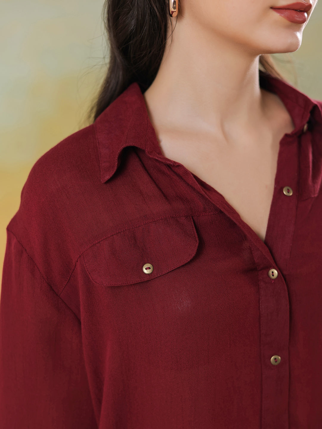 Maroon Solid Print Viscouse Rayon Co-ords Set for Women