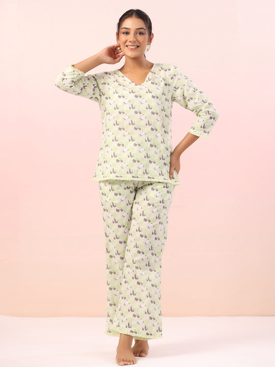 Panda Animal Print Cotton Night Suit