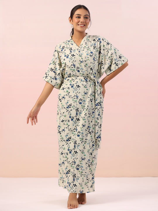 Floral Printed V-Neck Night Dress
