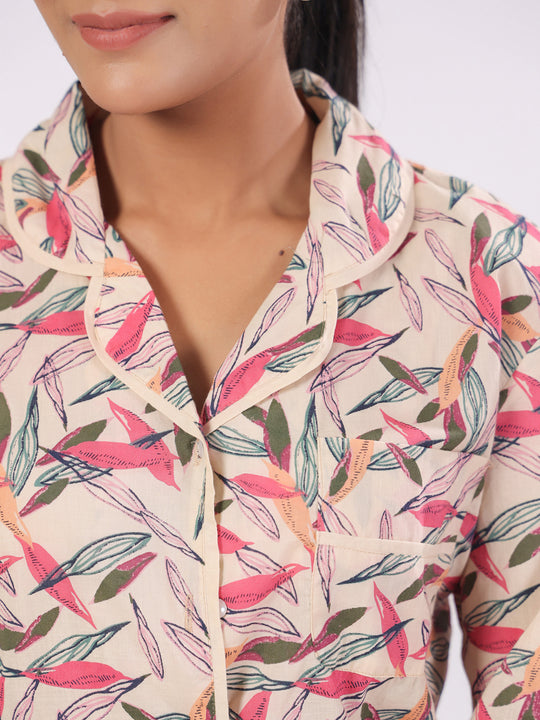 Cotton Flower Printed Night Suit Set