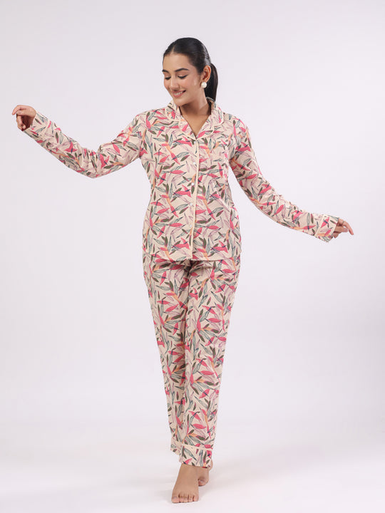 Cotton Flower Printed Night Suit Set