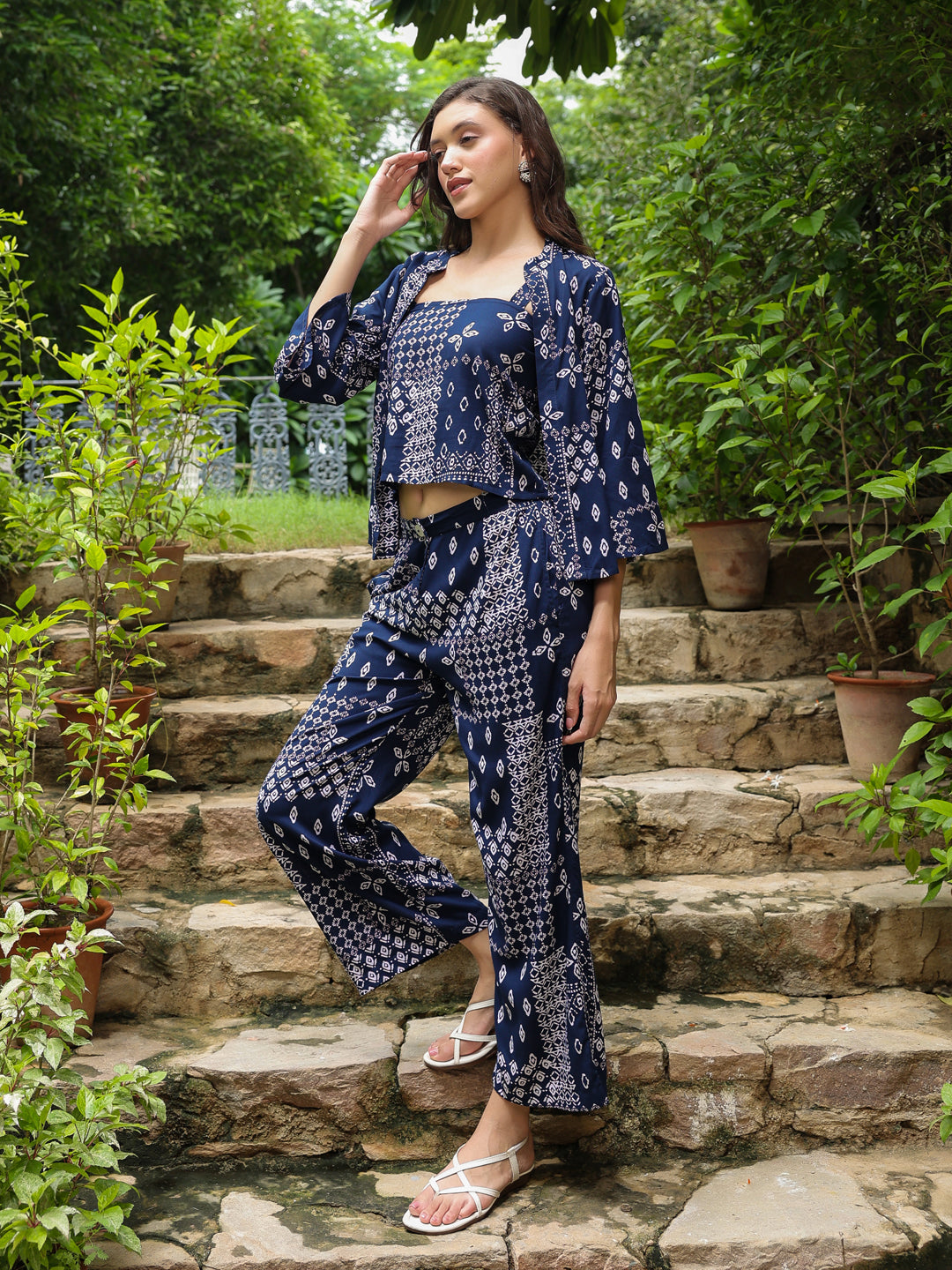 Set of 3 Printed Cotton Night Suit Set - SanskrutiHomes 