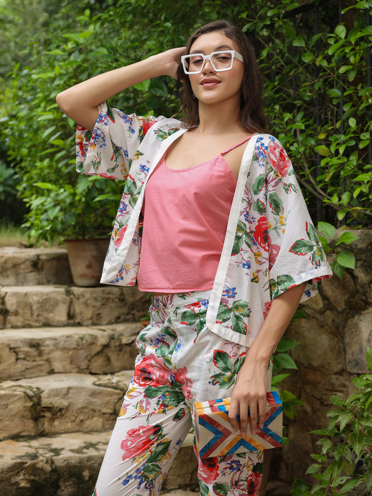 Set of 3 Printed Cotton Night Suit Set