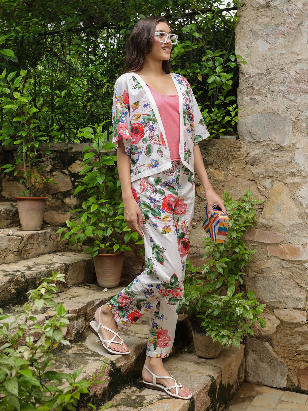 Set of 3 Printed Cotton Night Suit Set - SanskrutiHomes 