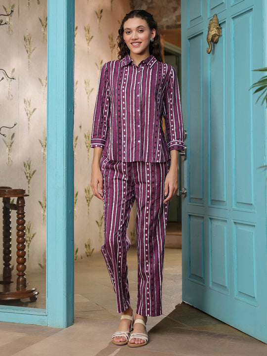 Cotton Printed Night Suit Set for Women