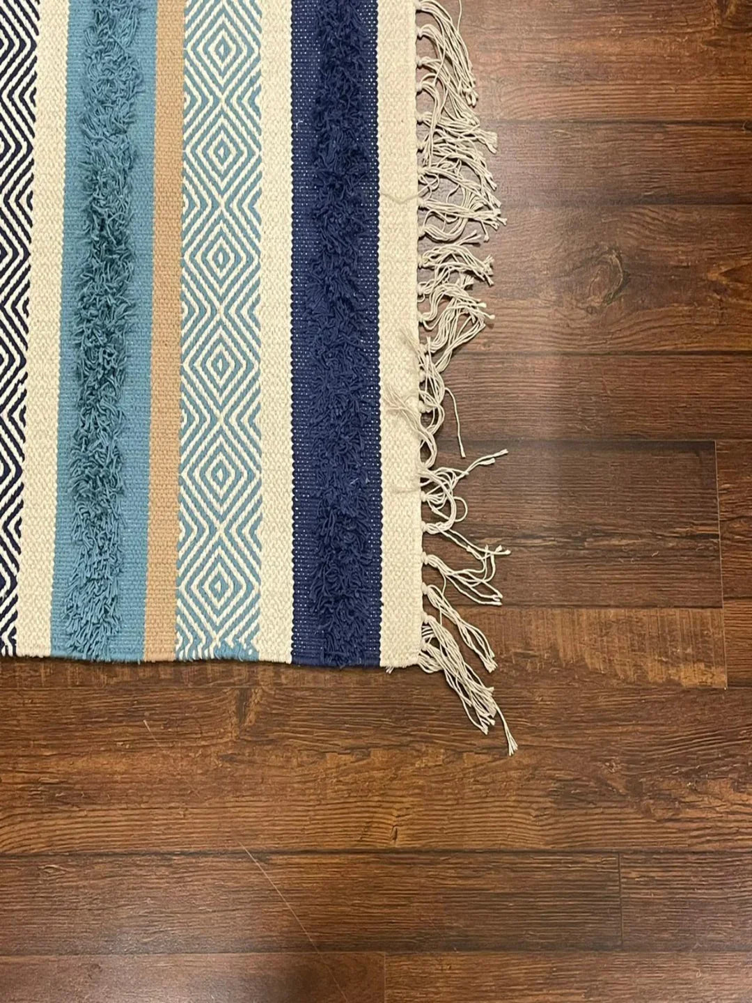Hand-weaved 100% Cotton Multi-color Rug - SanskrutiHomes 