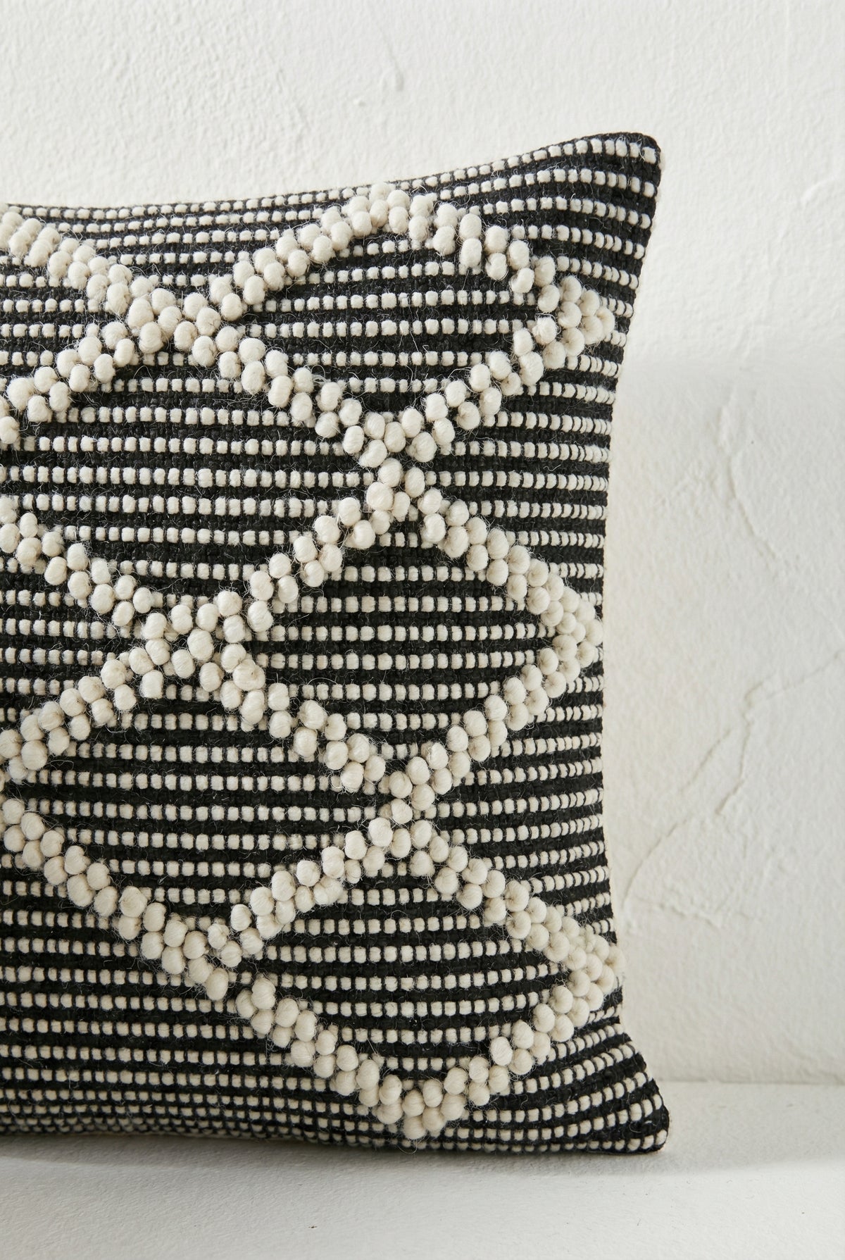 Black Geometric Cotton Square Embroidered Cushion Cover