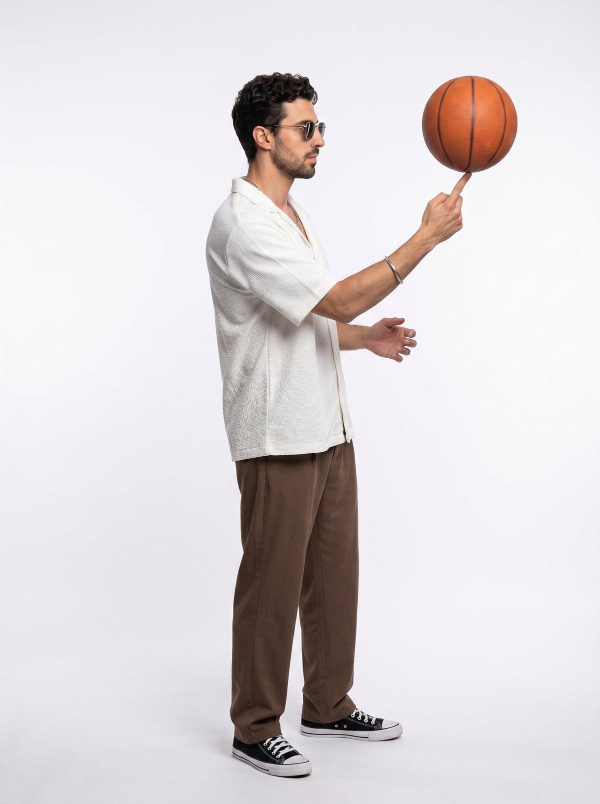 White Cuban Collar Solid Cotton Oversized Men's Shirt