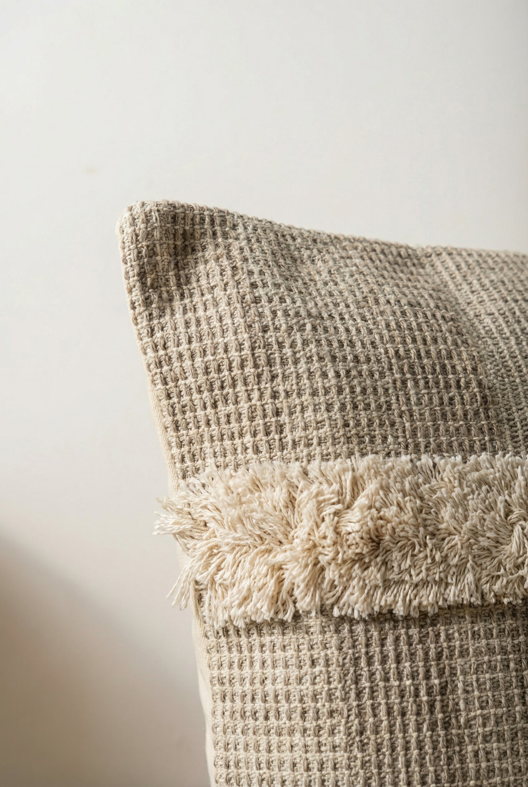 Cream Cotton Self Design Squared Cushion Covers
