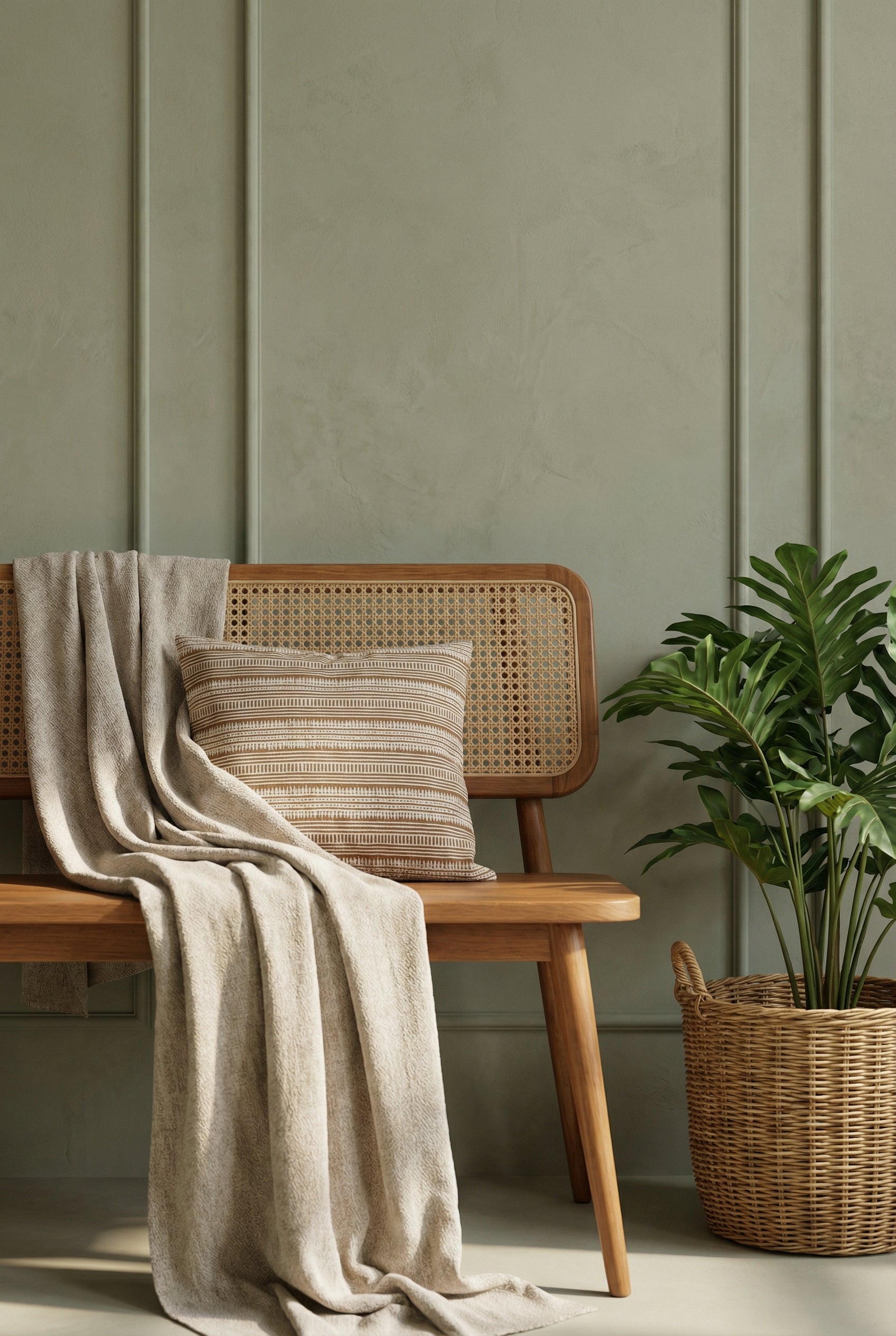 White & Brown Squared Striped Cotton Cushion Cover