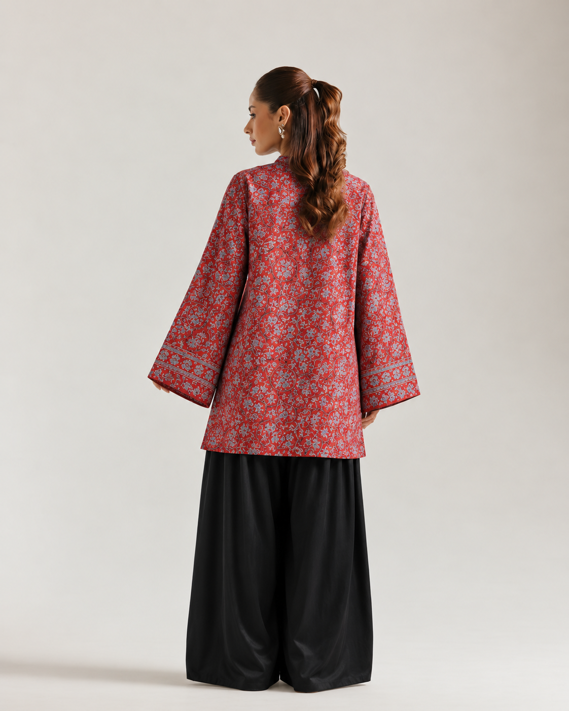 Scarlet Floral Vine Farsi Salwar Co-ord Set for Women - back