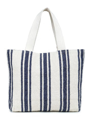White-blue Hand Woven Tote Bag