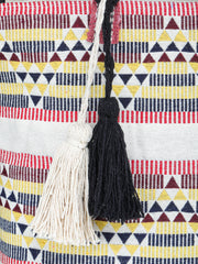 Pink white Hand Woven Tote Bag