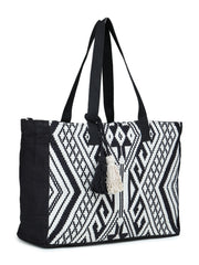 Black-white Hand Woven Tote Bag