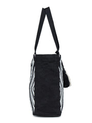 Black-white Hand Woven Tote Bag