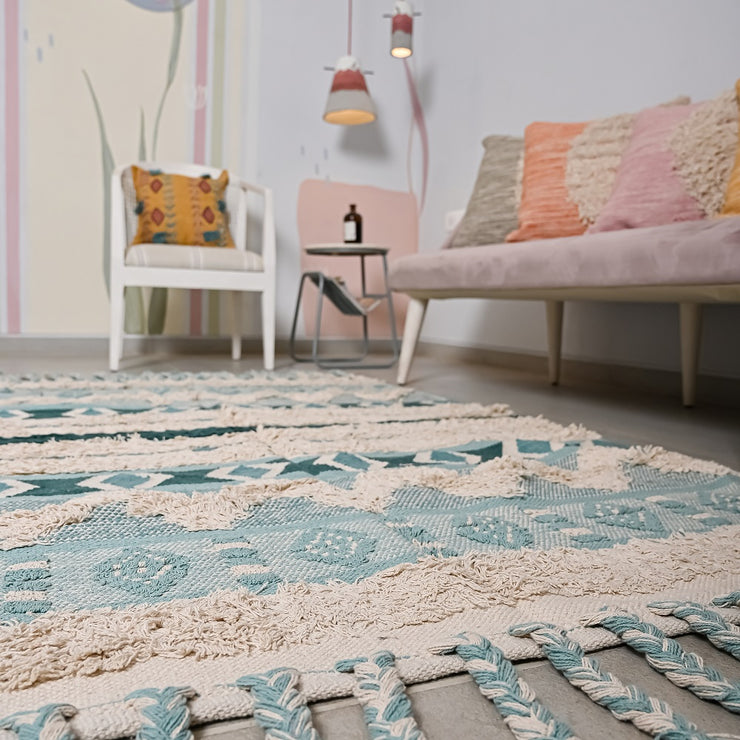 Hand-weaved 100% Cotton Multi-color  Rug