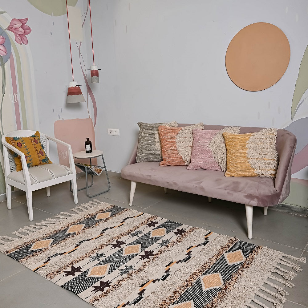 Hand-weaved 100% Cotton Multi-color Rug