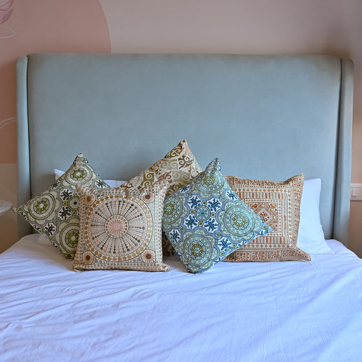Hand-made Cotton Embroidered Cushion Cover (set of 5)