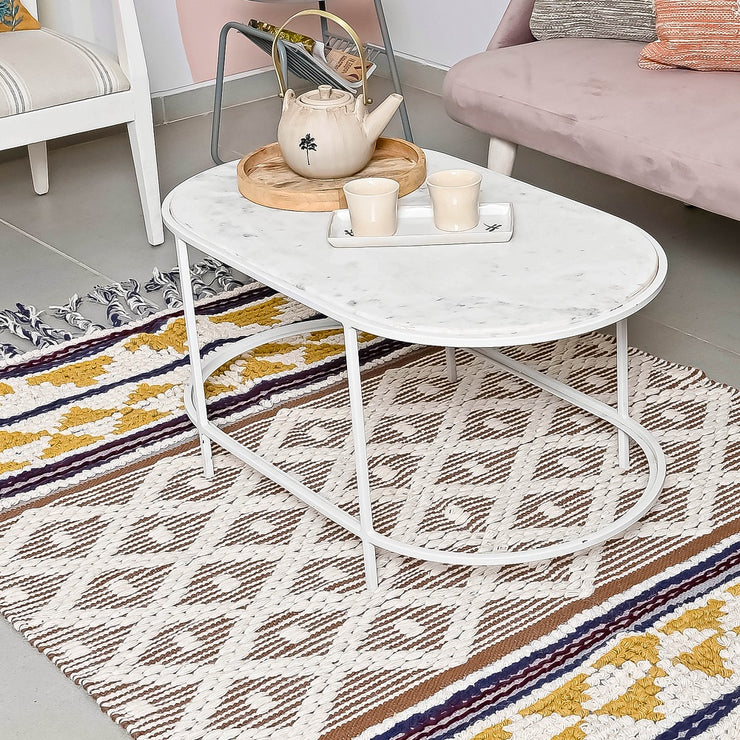 Hand-weaved 100% Cotton woven  Multi-color  Rug